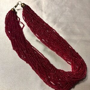 VINTAGE RED GLASS BEAD NECKLACE